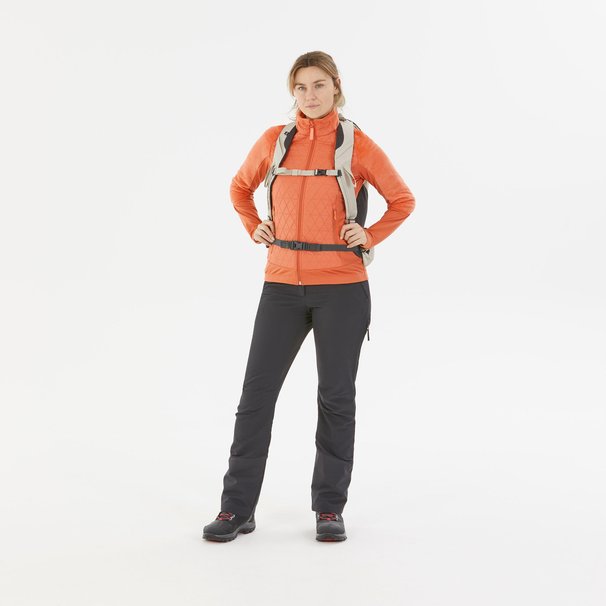 Women's Warm Hybrid Fleece Hiking Jacket  - SH900 MOUNTAIN 3/7