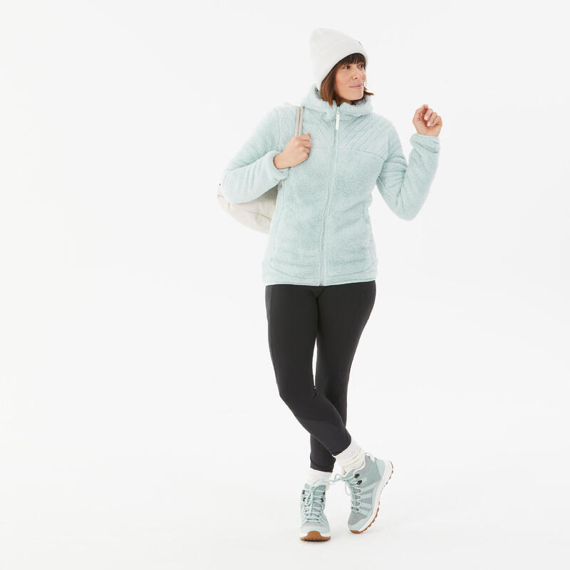 Kadın Sıcak Tutan Outdoor Polar Kışlık Mont/Kar Montu - Yeşil - SH500