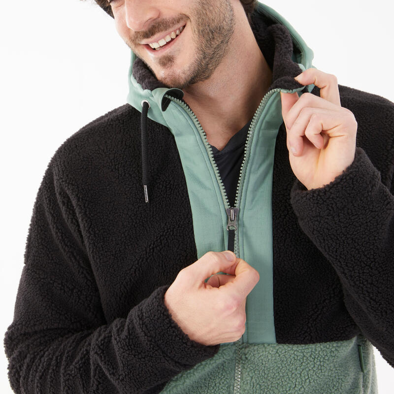 Veste polaire sherpa de randonnée chaude homme, SH900 vert