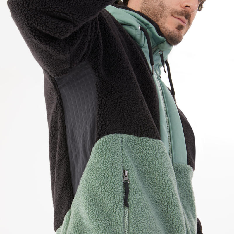 Veste polaire sherpa de randonnée chaude homme, SH900 vert