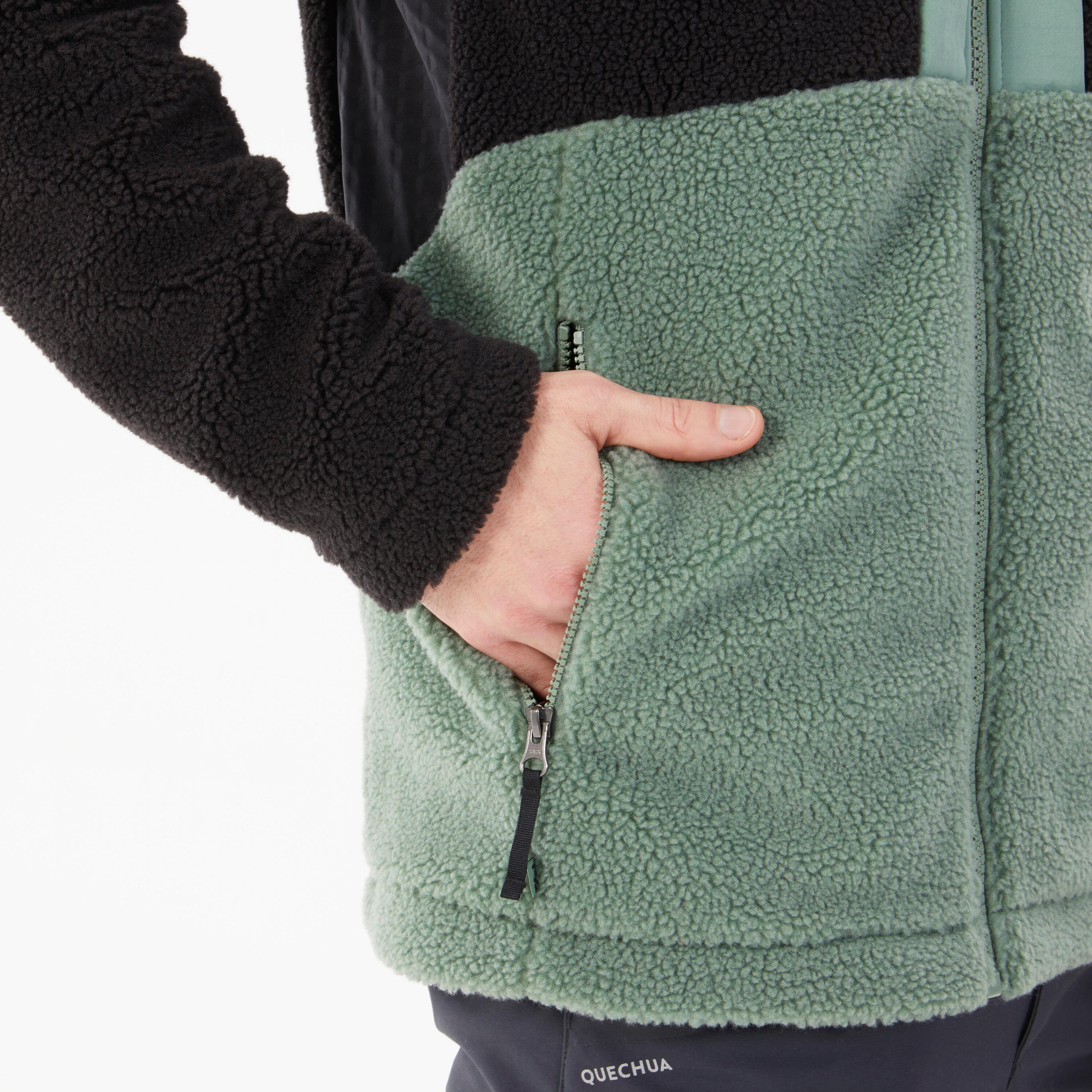 Men's Hiking Warm Sherpa Fleece Jacket SH900 - Green 8/8