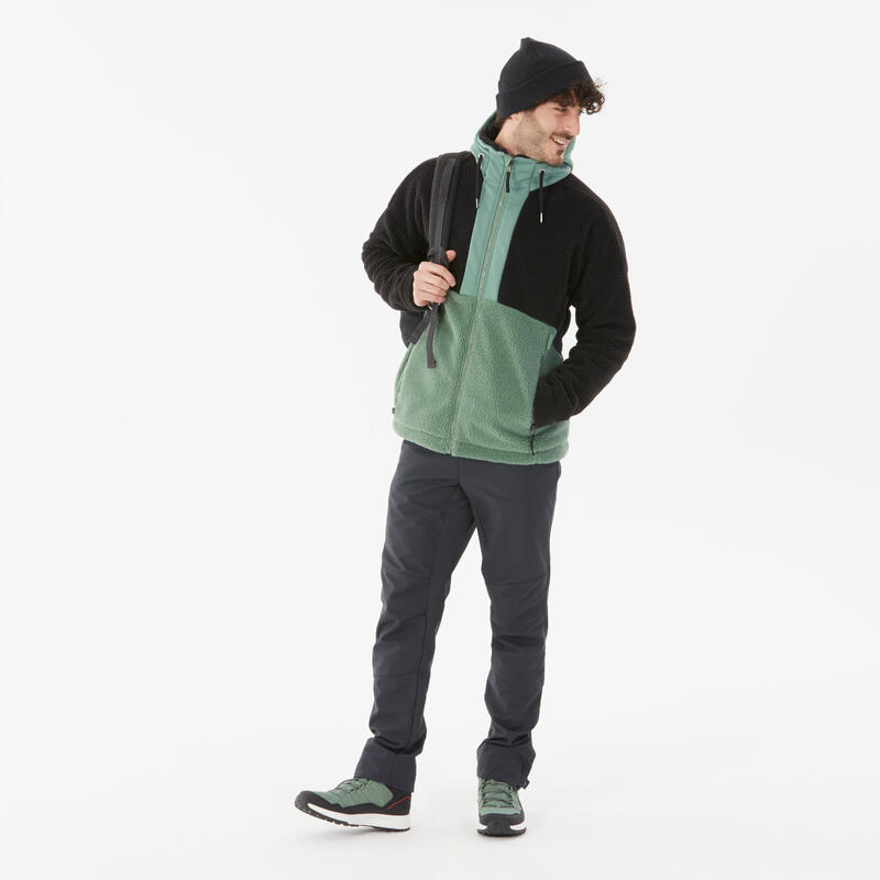 Veste polaire sherpa de randonnée chaude homme, SH900 vert