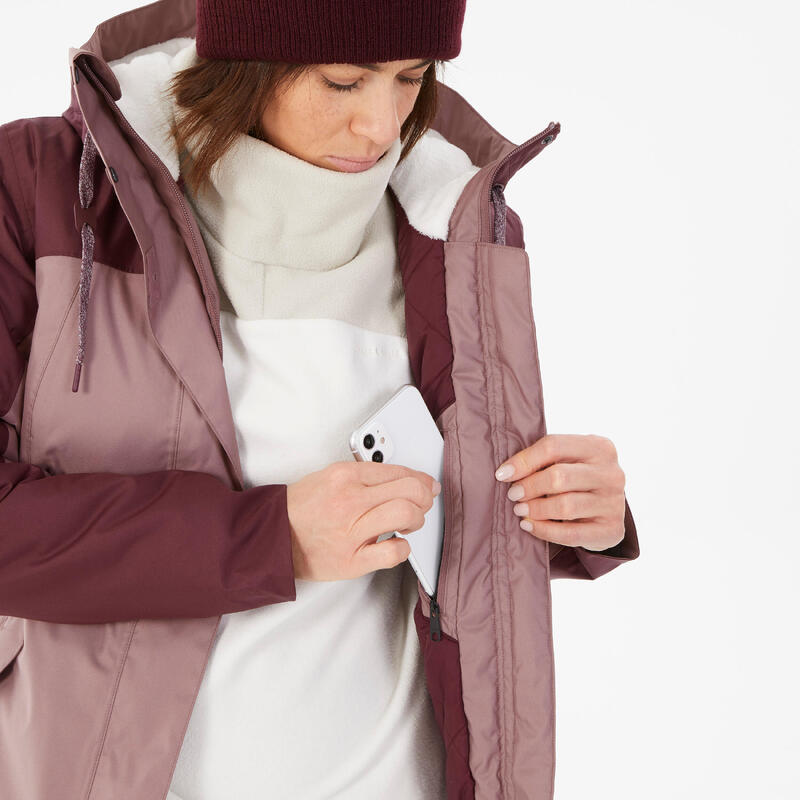 Winterjacke Damen bis -10 °C wasserdicht Winterwandern - SH500 rosa/bordeux