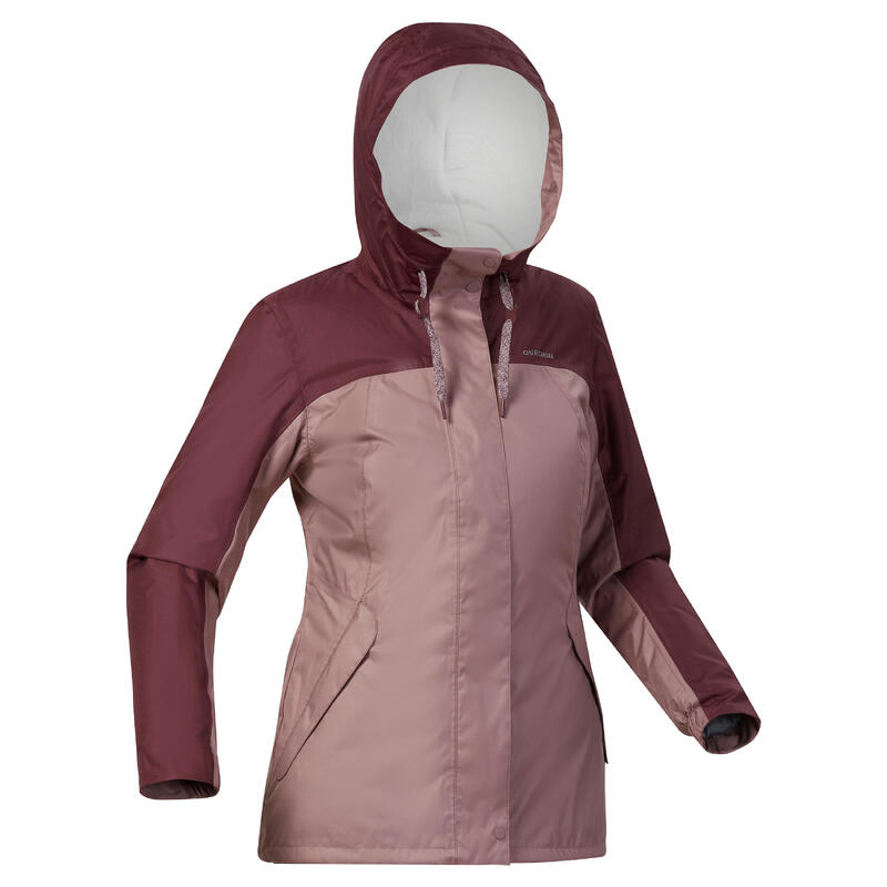 Giacca trekking donna SH500 impermeabile rosa e bordeaux | -10°C