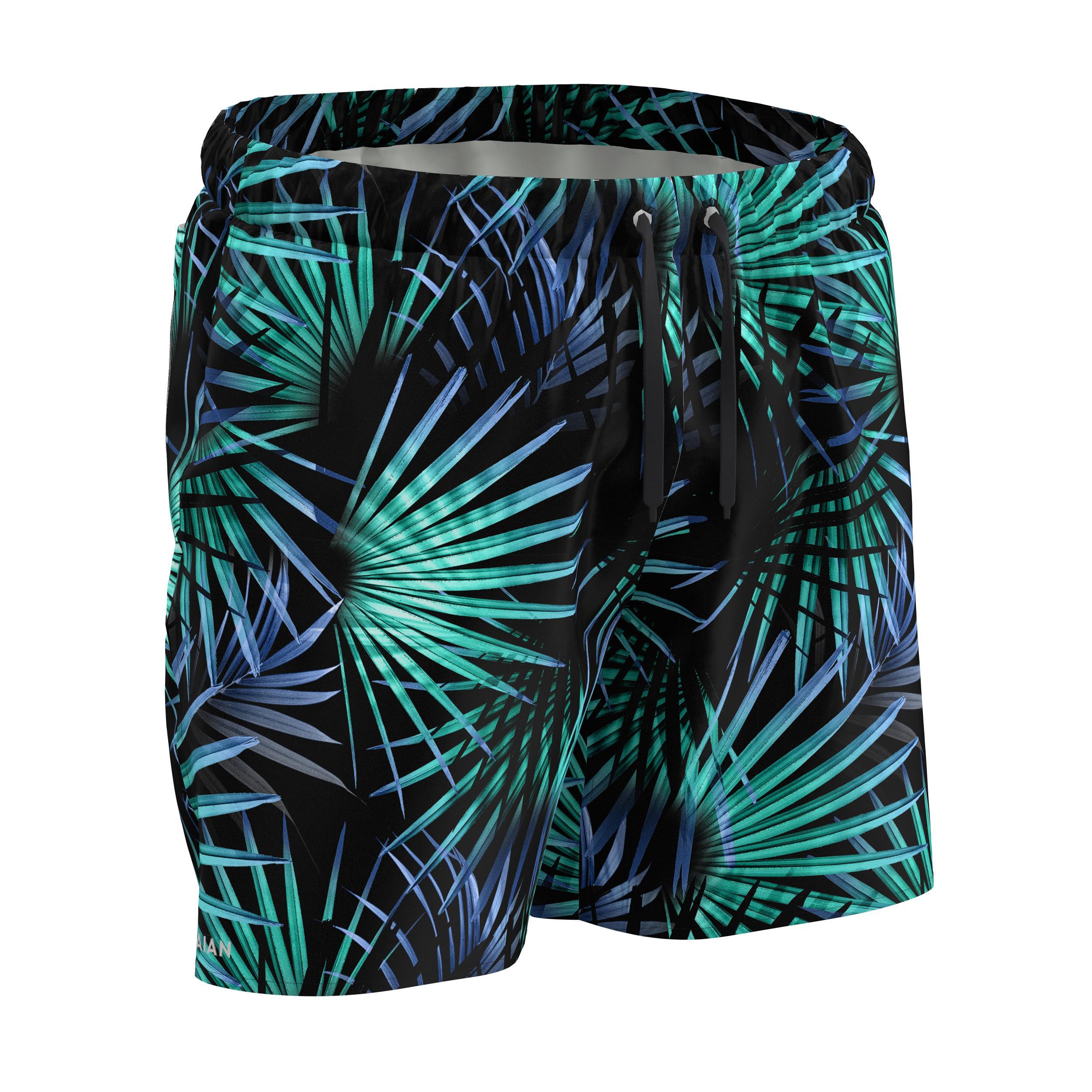 Bermuda de surf de 15" negro con turquesa para hombre 100 Palm 7/13