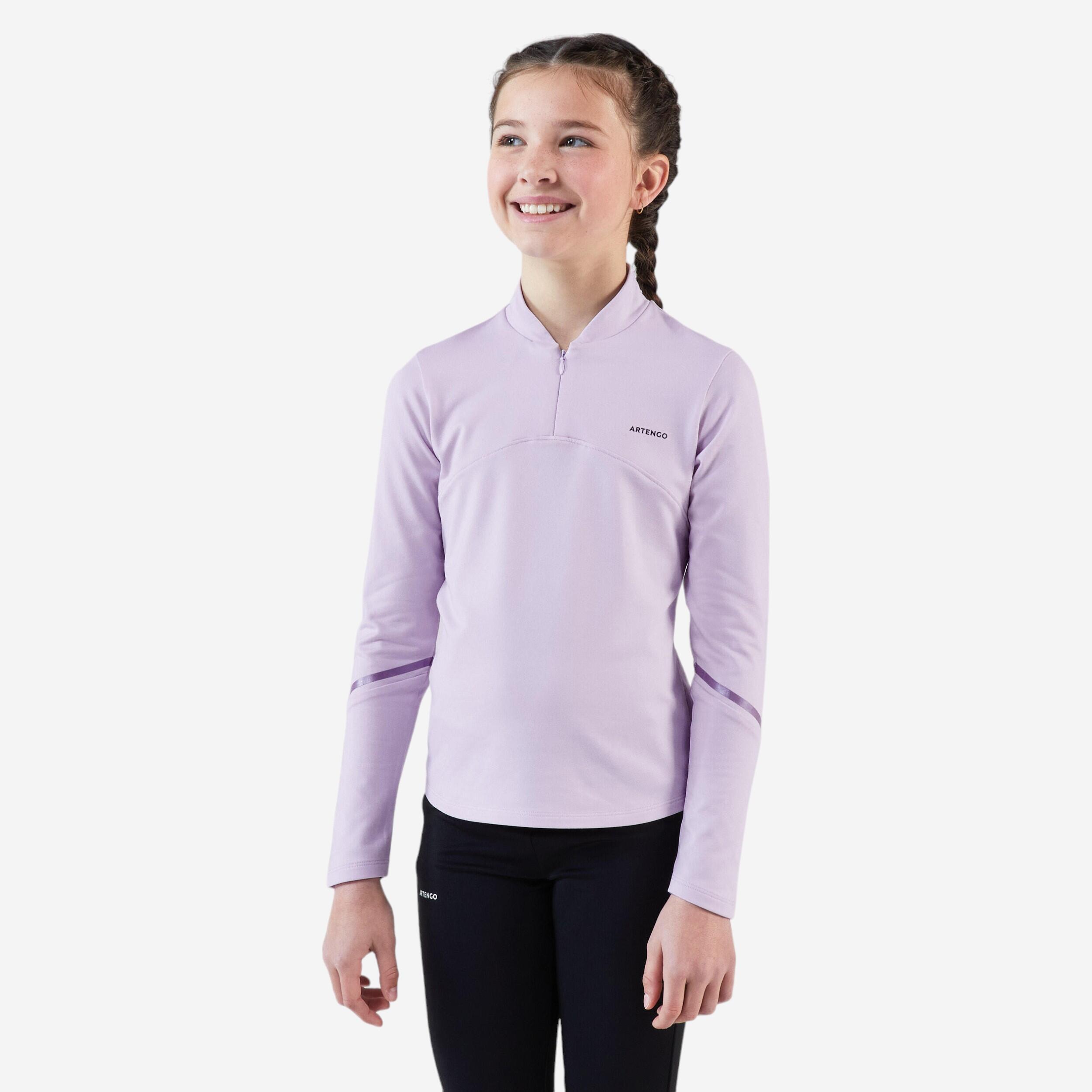 Girls' Thermic long sleeve 1/2 zip tennis shirt - mauve