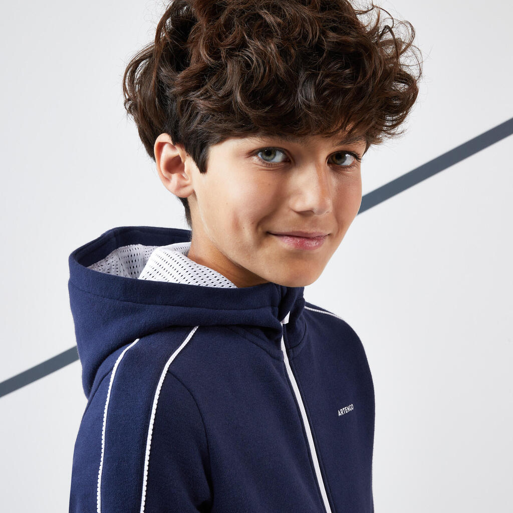 Kids' Warm Hooded Tennis Jacket - Blue