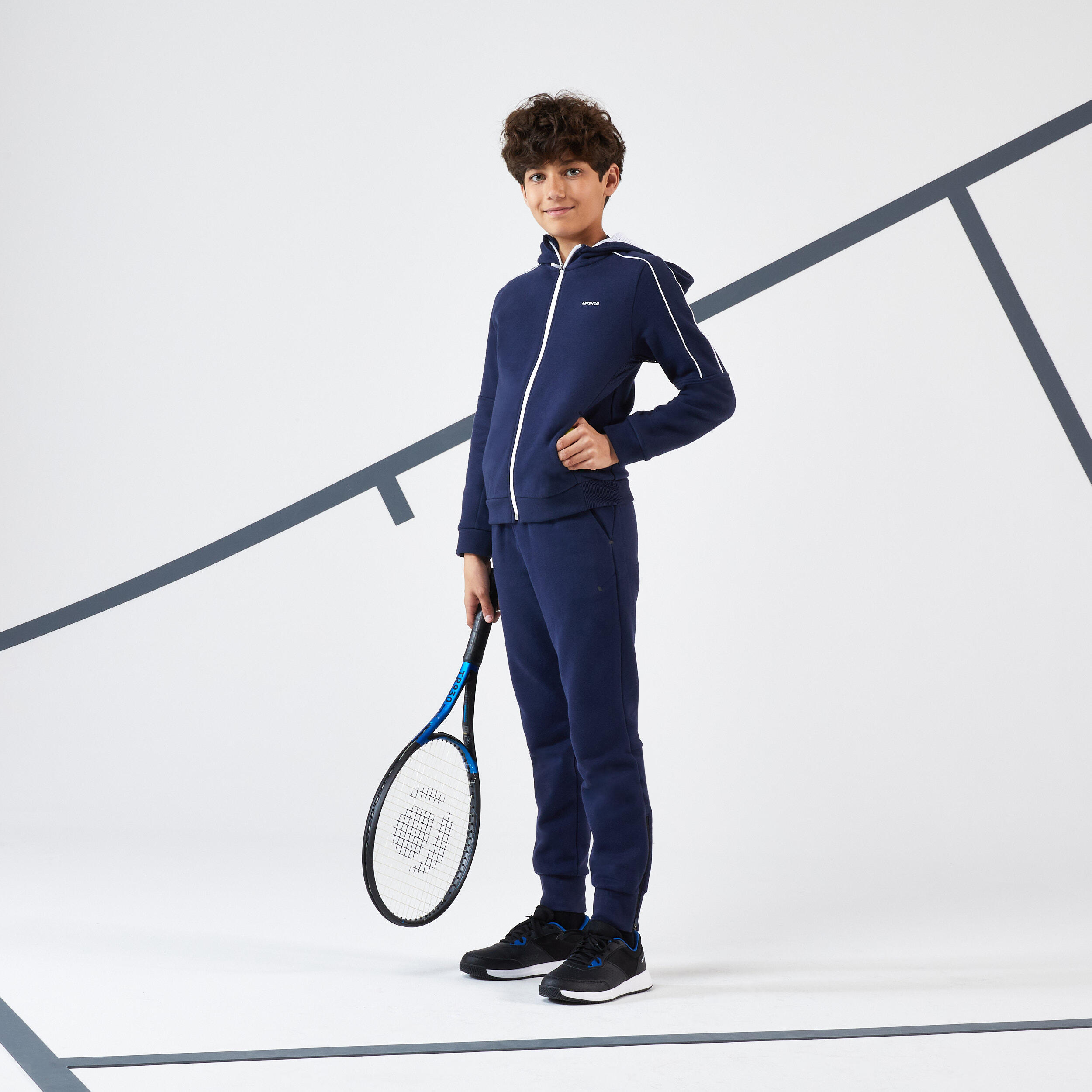 GIACCA DA TENNIS CON CAPPUCCIO PER BAMBINI - BLU