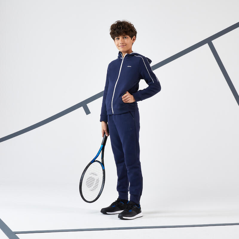 Warme tennisjas met capuchon voor kinderen blauw