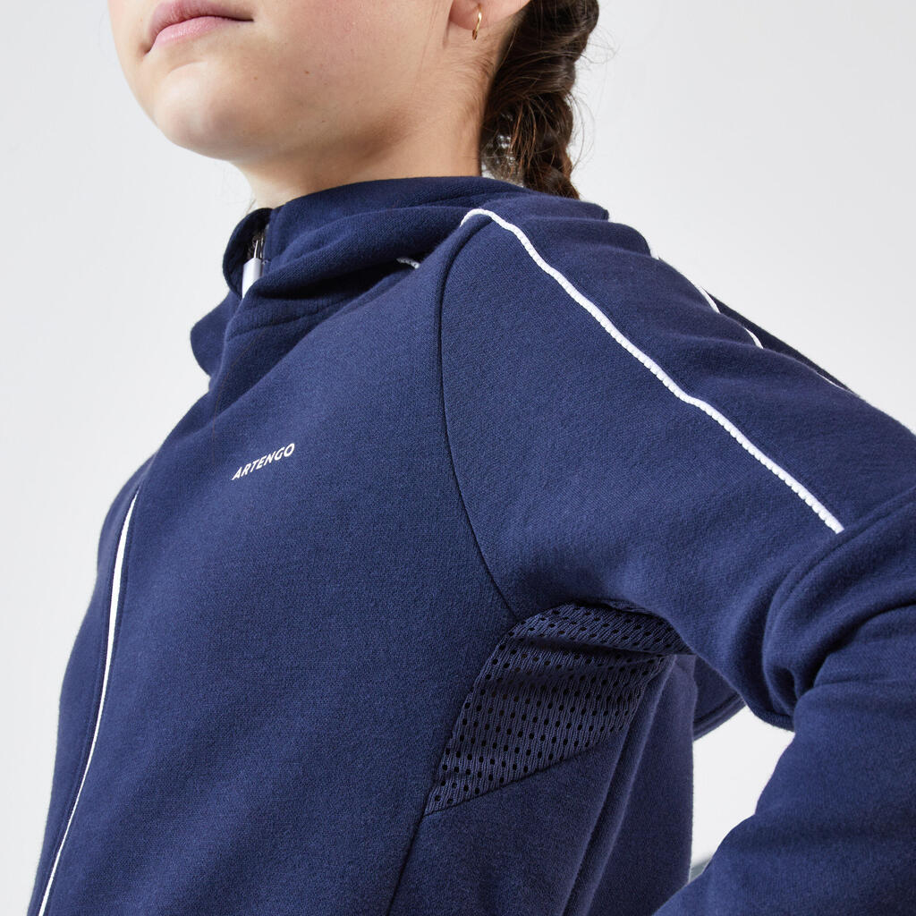 Kids' Warm Hooded Tennis Jacket - Blue