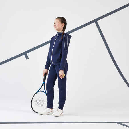 Vaikiška šilta teniso striukė su gobtuvu, mėlyna