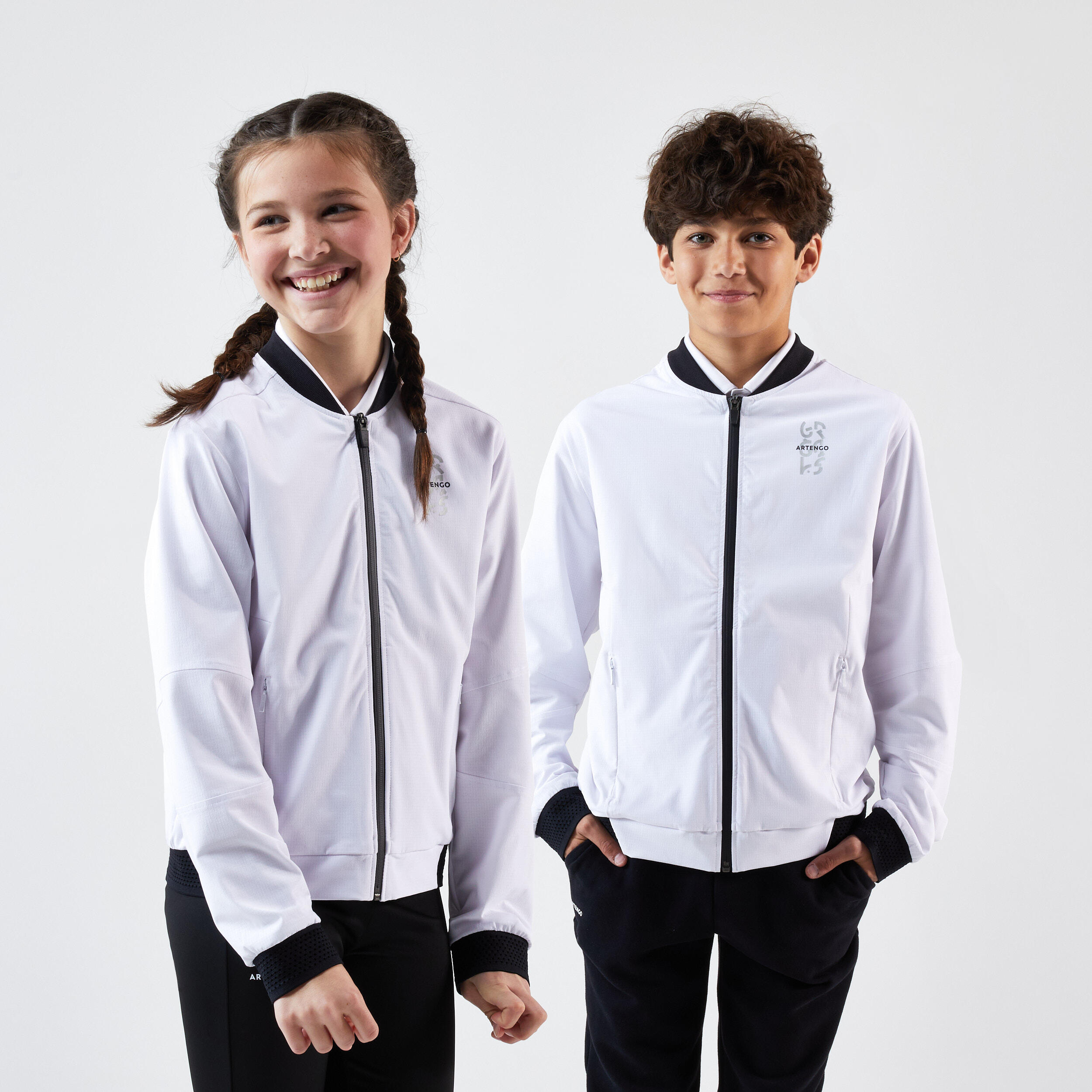 Boys' Stretchy Lightweight Tennis Jacket Ergols - White 1/9