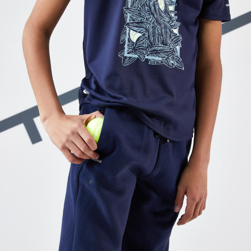 Dětské tenisové kalhoty 500 hřejivé tmavě modré