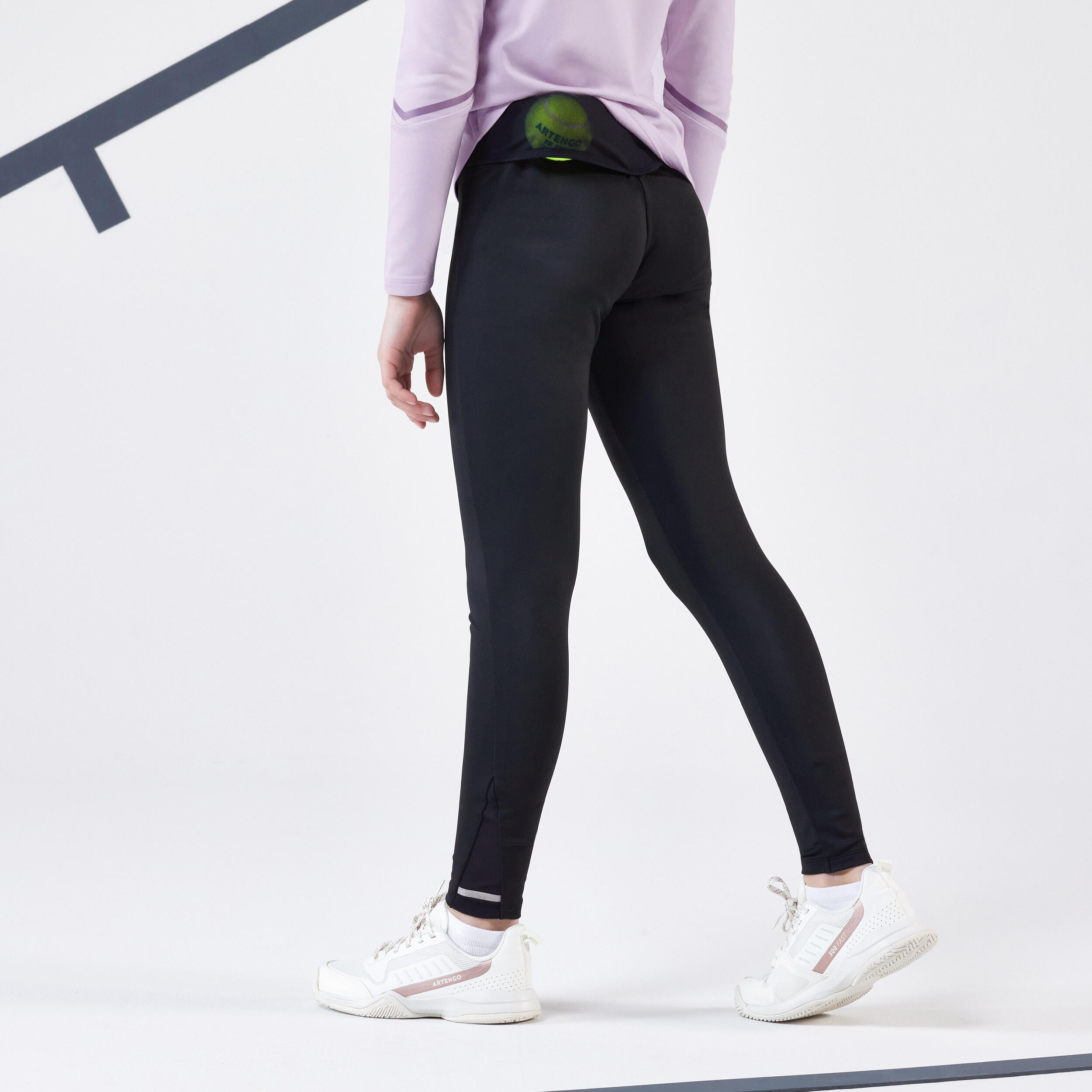 KUIKMA Dievčenské legíny LEG500 na tenis čierne 12-13 r (149-159 cm) · záber 8