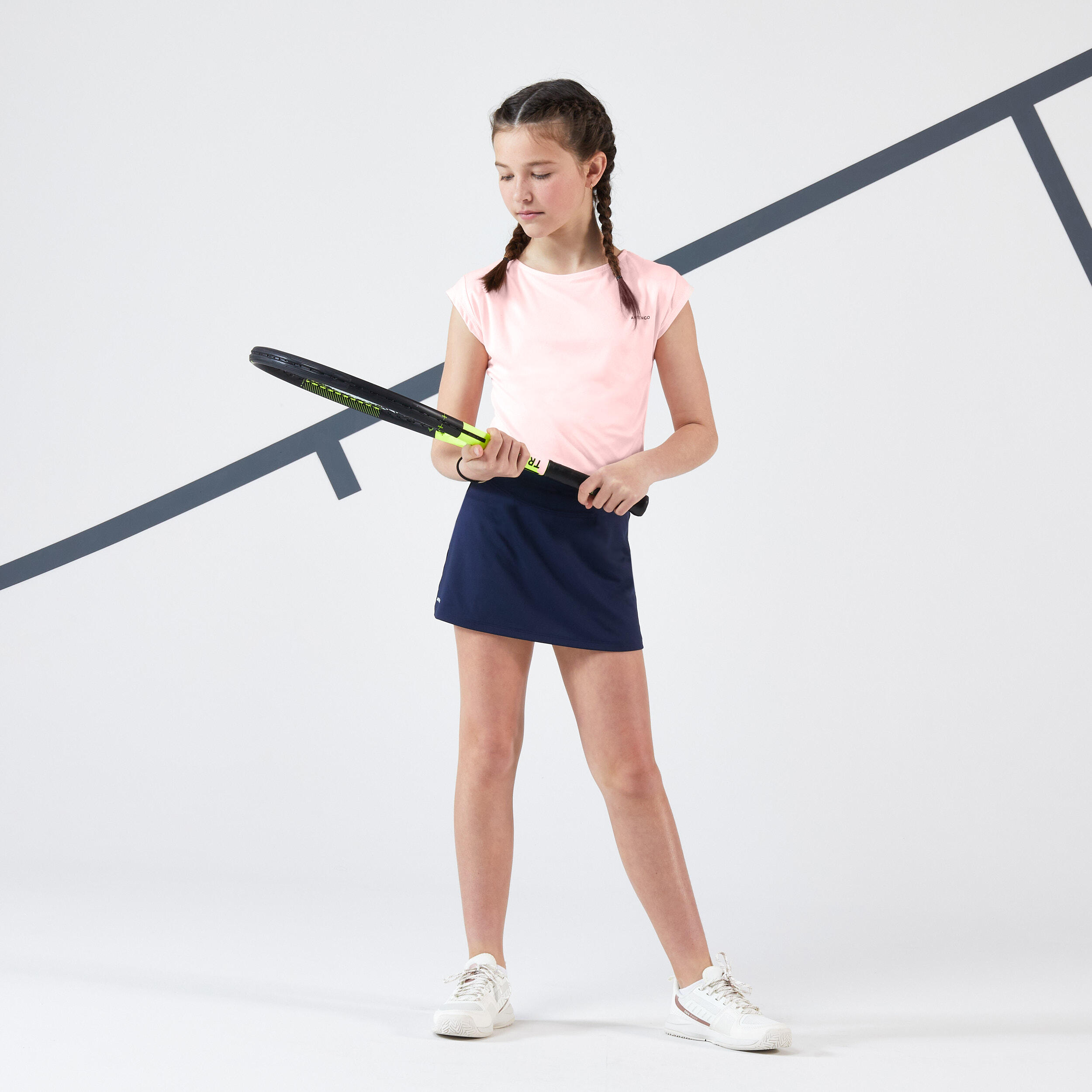 Girls' Tennis Skirt - TSK 100 Essential Blue - ARTENGO