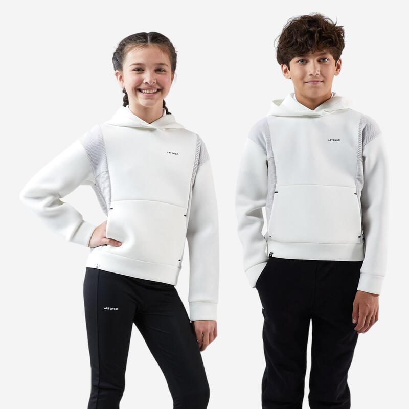 Tennis hoodie voor kinderen Dry gebroken wit