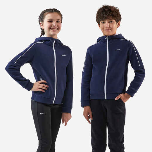 Kids' Warm Hooded Tennis Jacket - Blue
