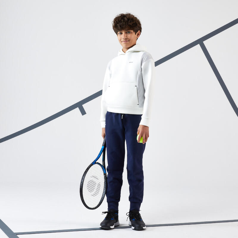 Tennis hoodie voor kinderen Dry gebroken wit