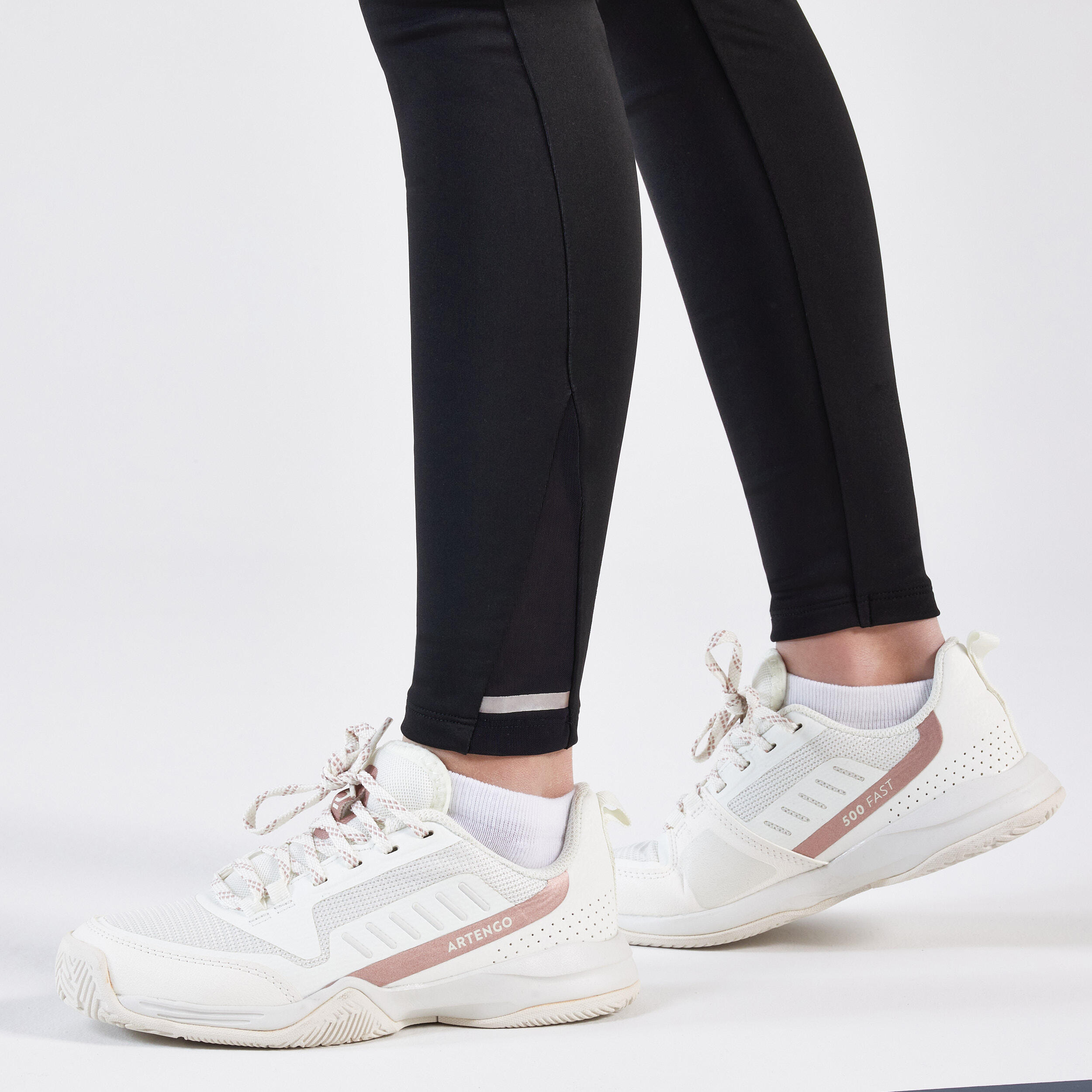 KUIKMA Dievčenské legíny LEG500 na tenis čierne 12-13 r (149-159 cm) · záber 7