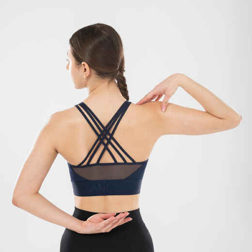 
      Tanz-Bustier Damen dünne Träger herausnehmbare Pads Modern Dance - blau
  