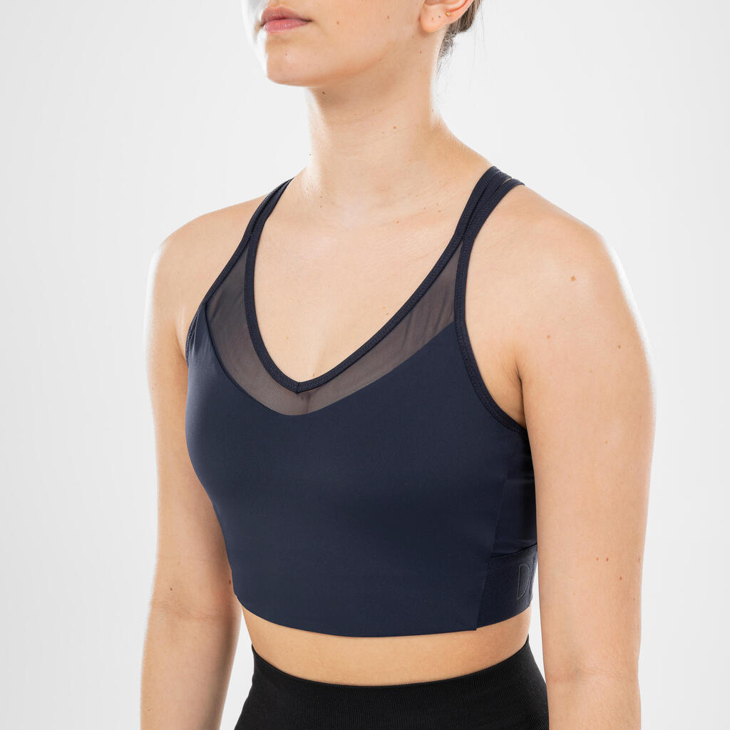 Tanz-Bustier Damen dünne Träger herausnehmbare Pads Modern Dance - blau