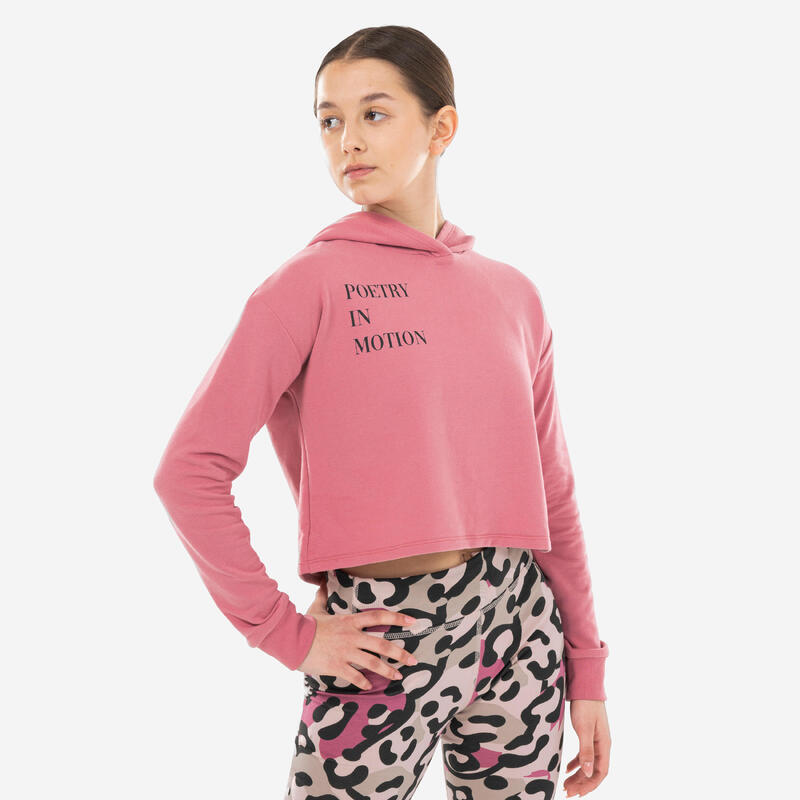 Cropped sweater met capuchon voor modern jazz meisjes roze