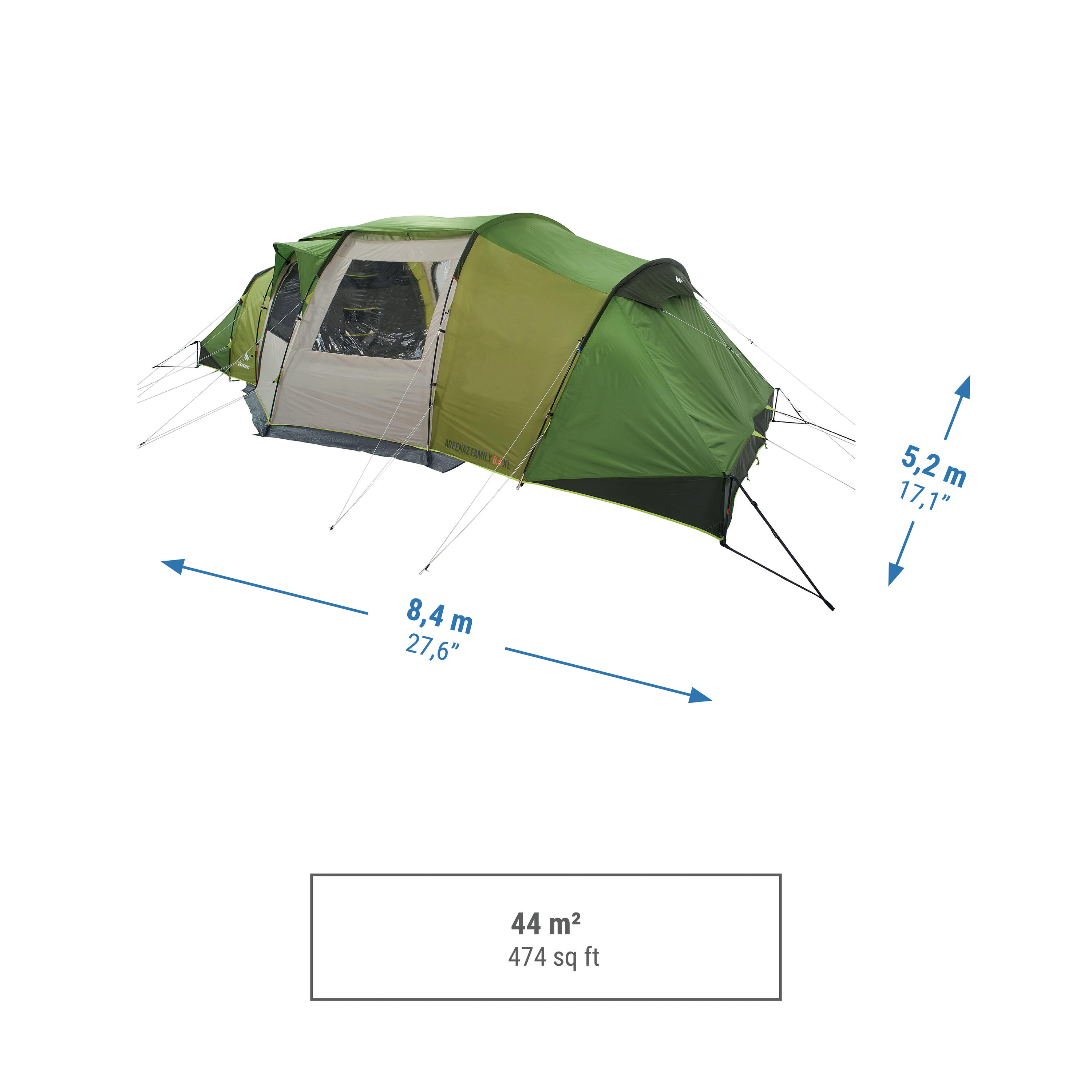 Camping tent with poles - Arpenaz 8.4 - 8 Person - 4 Bedrooms 23/24