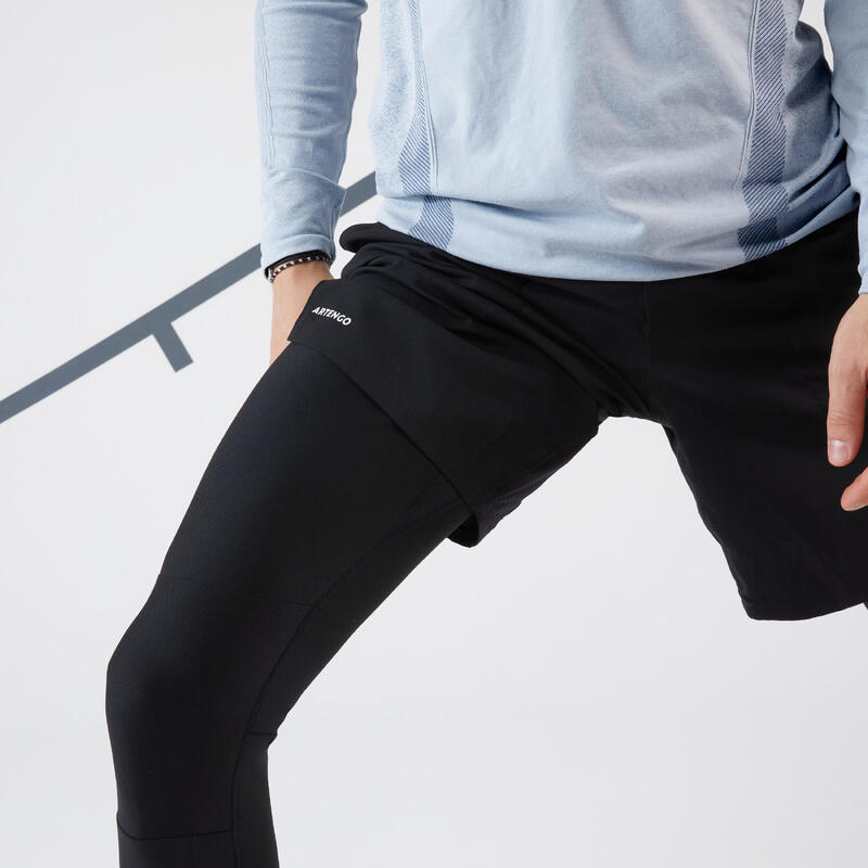 2-in-1 thermo tennislegging met short zwart zwart