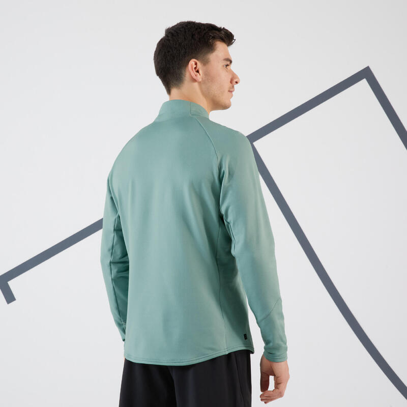 Men's Half-Zip Long-Sleeved Thermal Tennis Sweatshirt - Verdigris