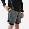 Pánske tenisové termo šortky 2 v 1 kaki-čierne