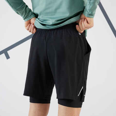 Men's Tennis 2-in-1 Shorts and Undershorts Thermic - Black/Black