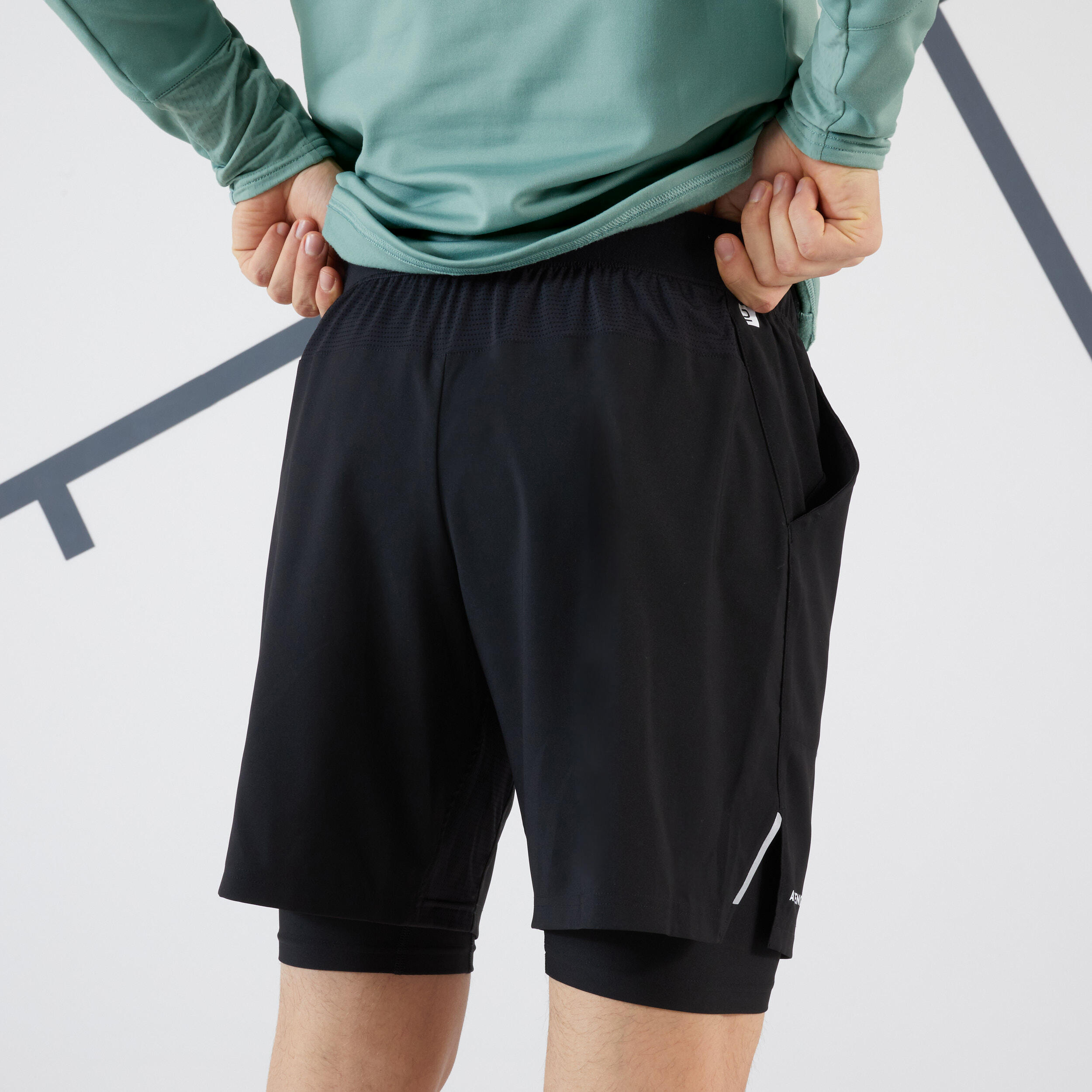 Men's Tennis 2-in-1 Shorts and Undershorts Thermic - Black/Black 3/8