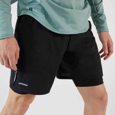 Men's Tennis 2-in-1 Shorts and Undershorts Thermic - Black/Black