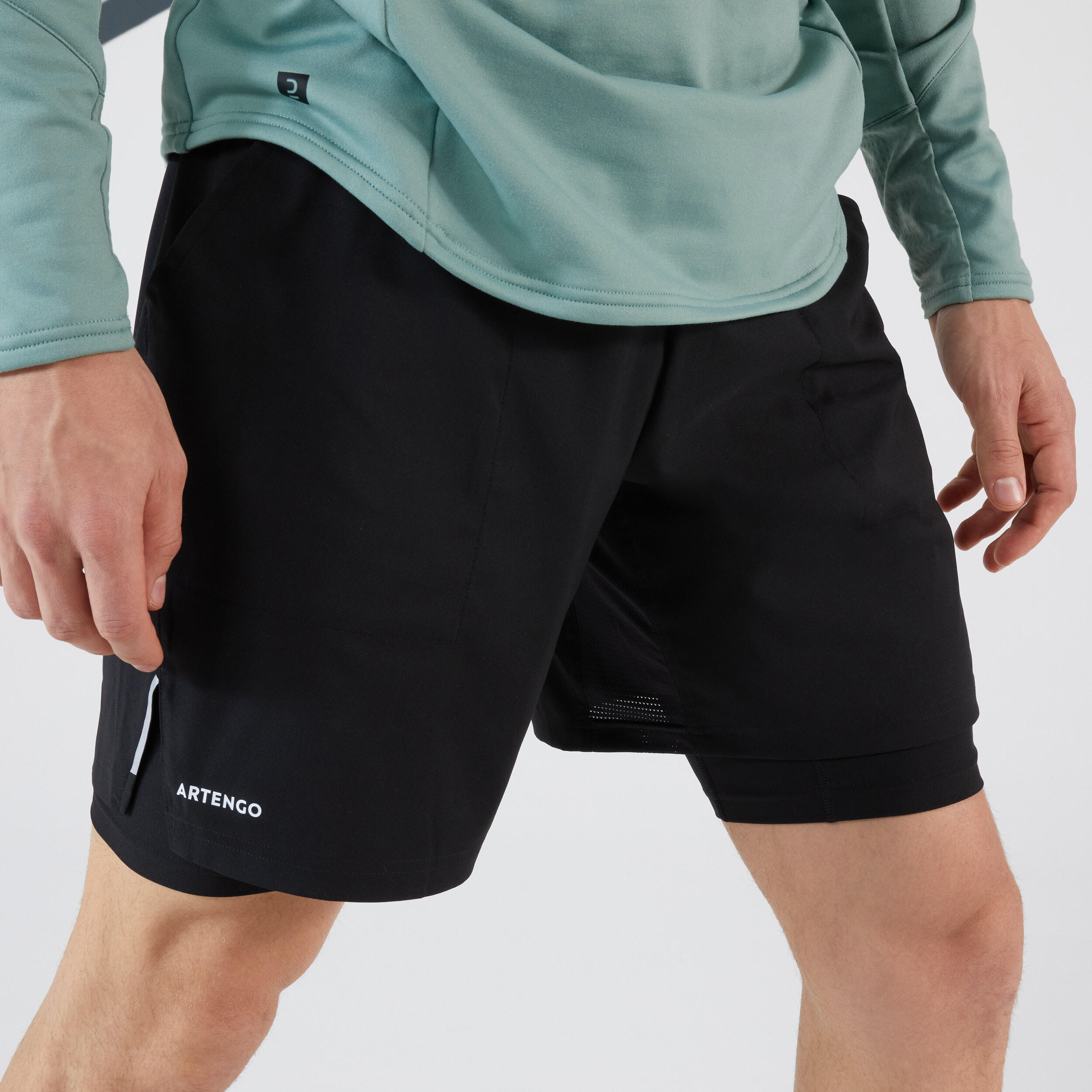 Men's Tennis 2-in-1 Shorts and Undershorts Thermic - Black/Black 4/8