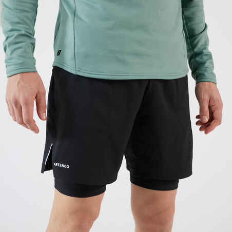 Men's Tennis 2-in-1 Shorts and Undershorts Thermic - Black/Black