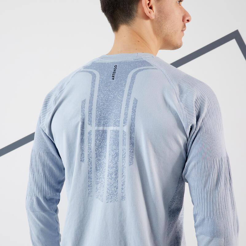 Thermo tennisshirt met lange mouwen voor heren lichtgrijs