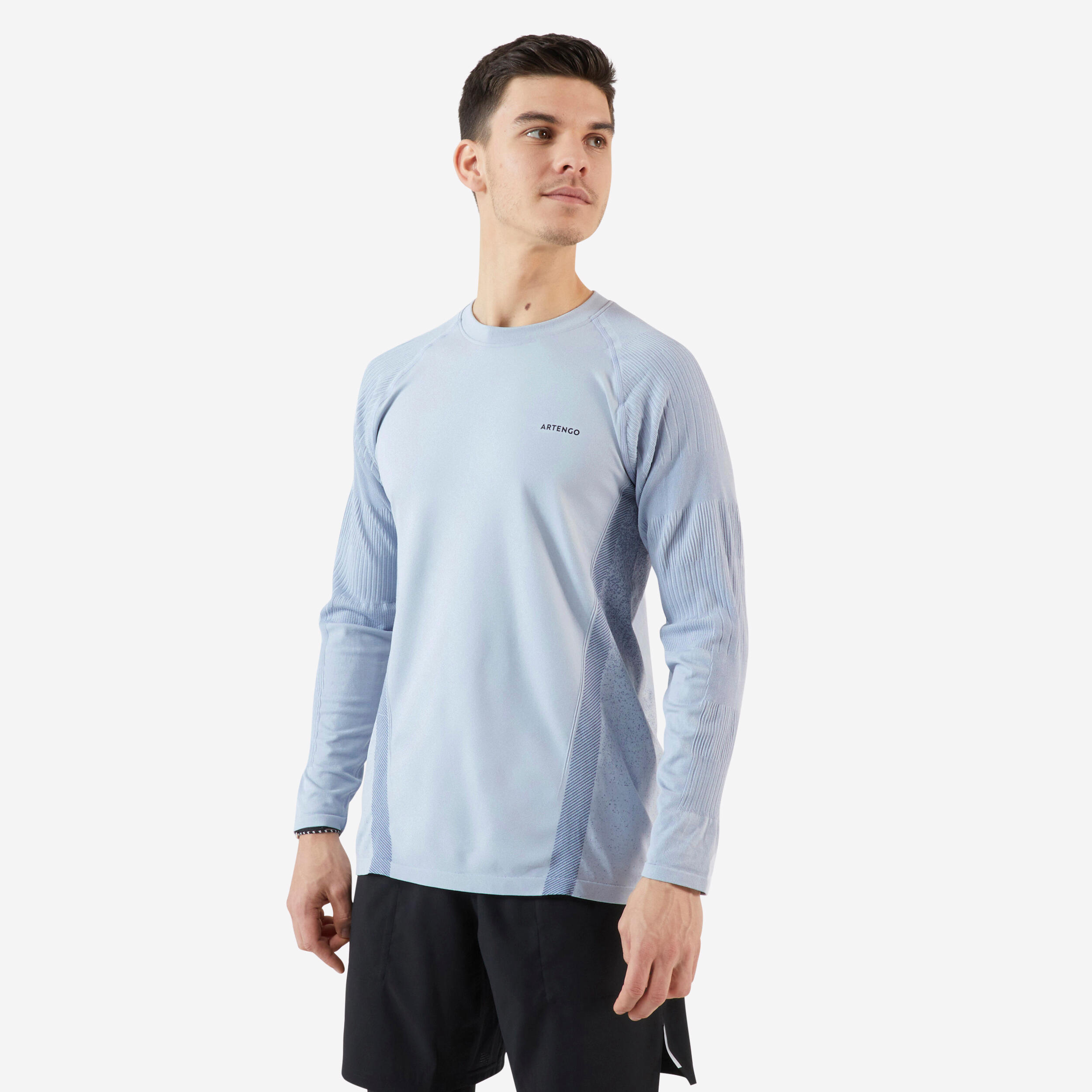 Decathlon | T-shirt tennis maniche lunghe uomo THERMIC grigio chiaro |  Artengo