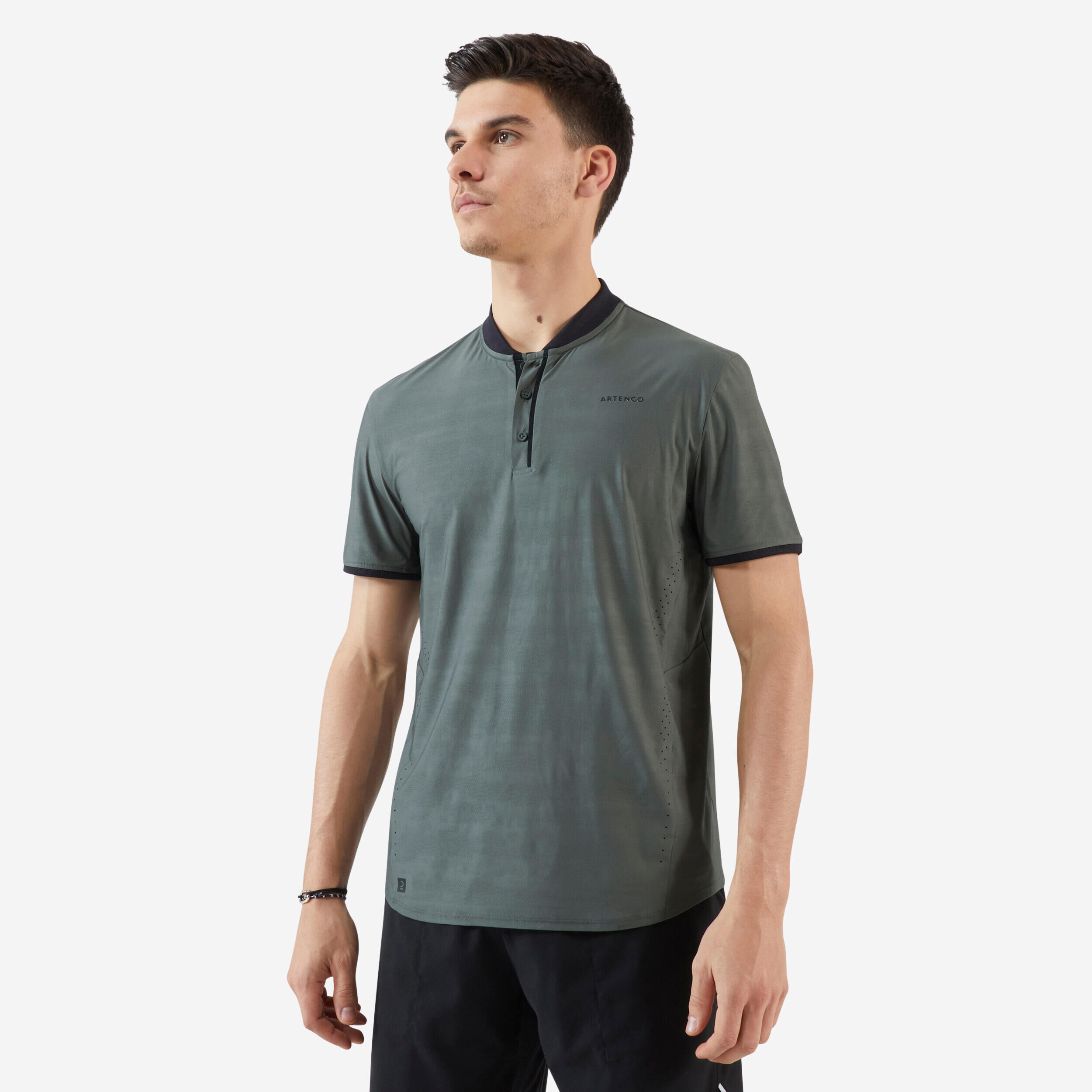 ARTENGO Men's Tennis Short-Sleeved T-Shirt Dry+ - Khaki