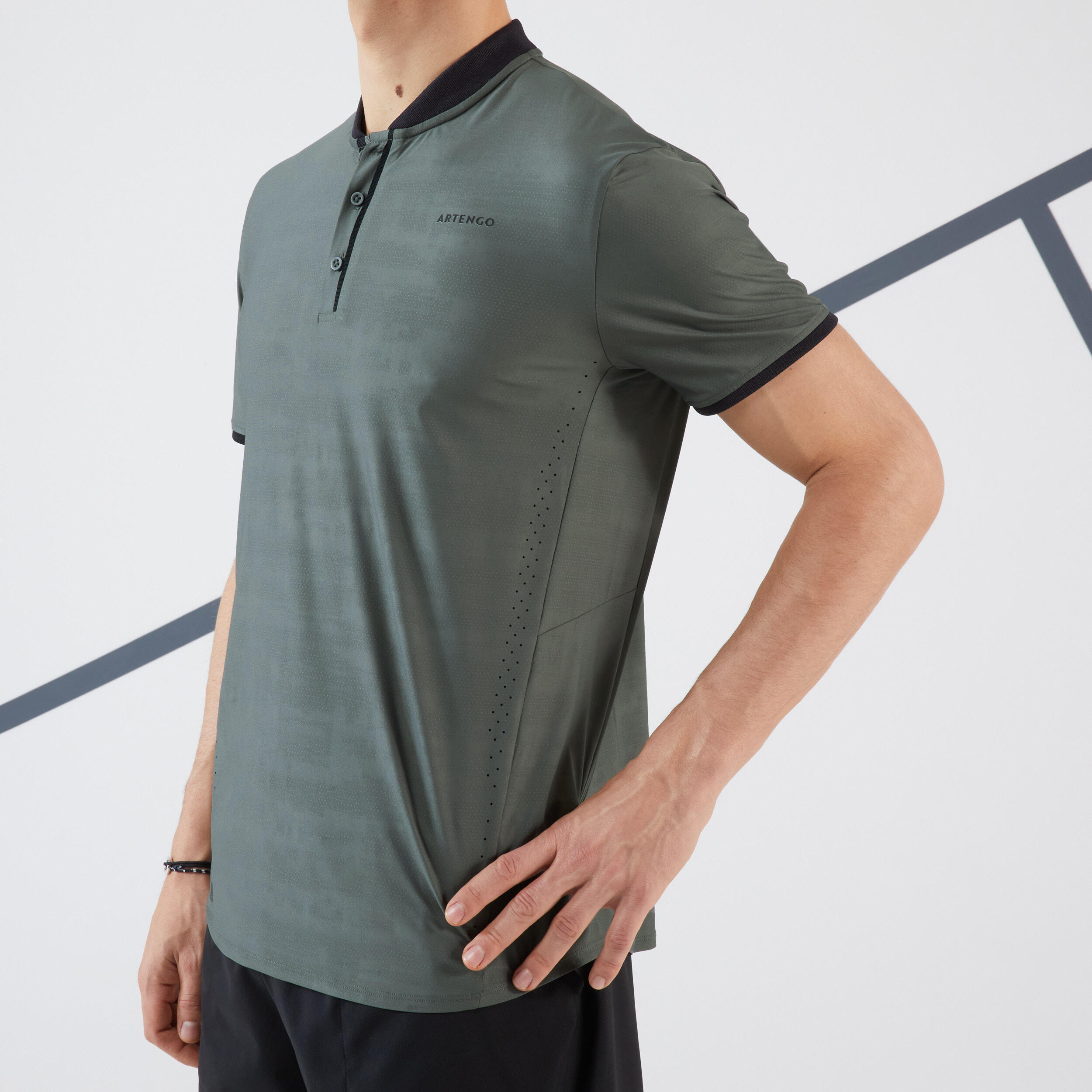 Men's Tennis Short-Sleeved T-Shirt Dry+ - Khaki 2/6