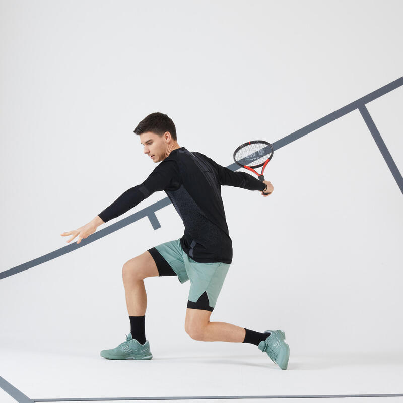 Men's Tennis 2in1 Shorts and Undershorts Thermic Grey/Khaki/Black