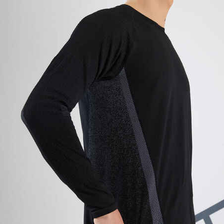 Vyriški ilgarankoviai teniso marškinėliai „Thermic“, juodi