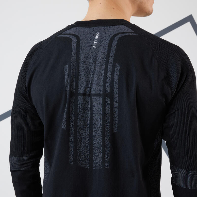 Thermo tennisshirt met lange mouwen voor heren zwart