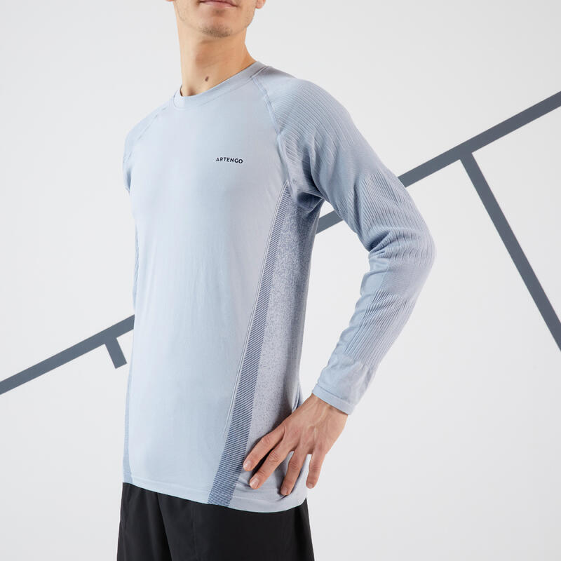 T-shirt tennis maniche lunghe uomo THERMIC grigio chiaro