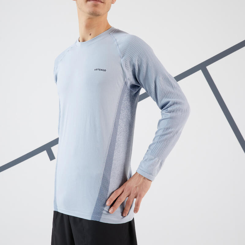 Thermo tennisshirt met lange mouwen voor heren lichtgrijs