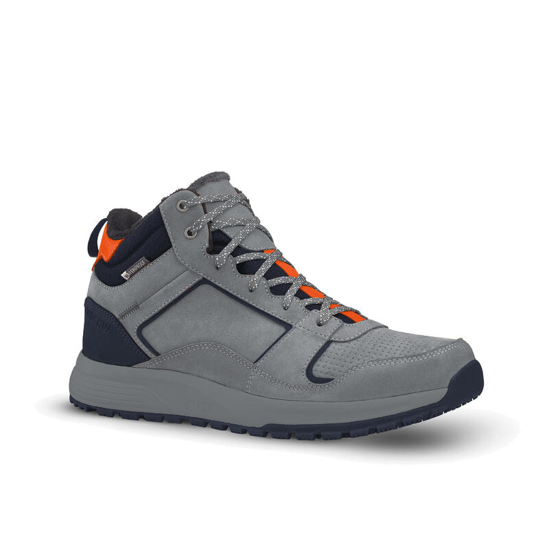 Scarpe calde da montagna uomo SH500 MID CUOIO impermeabili grigie