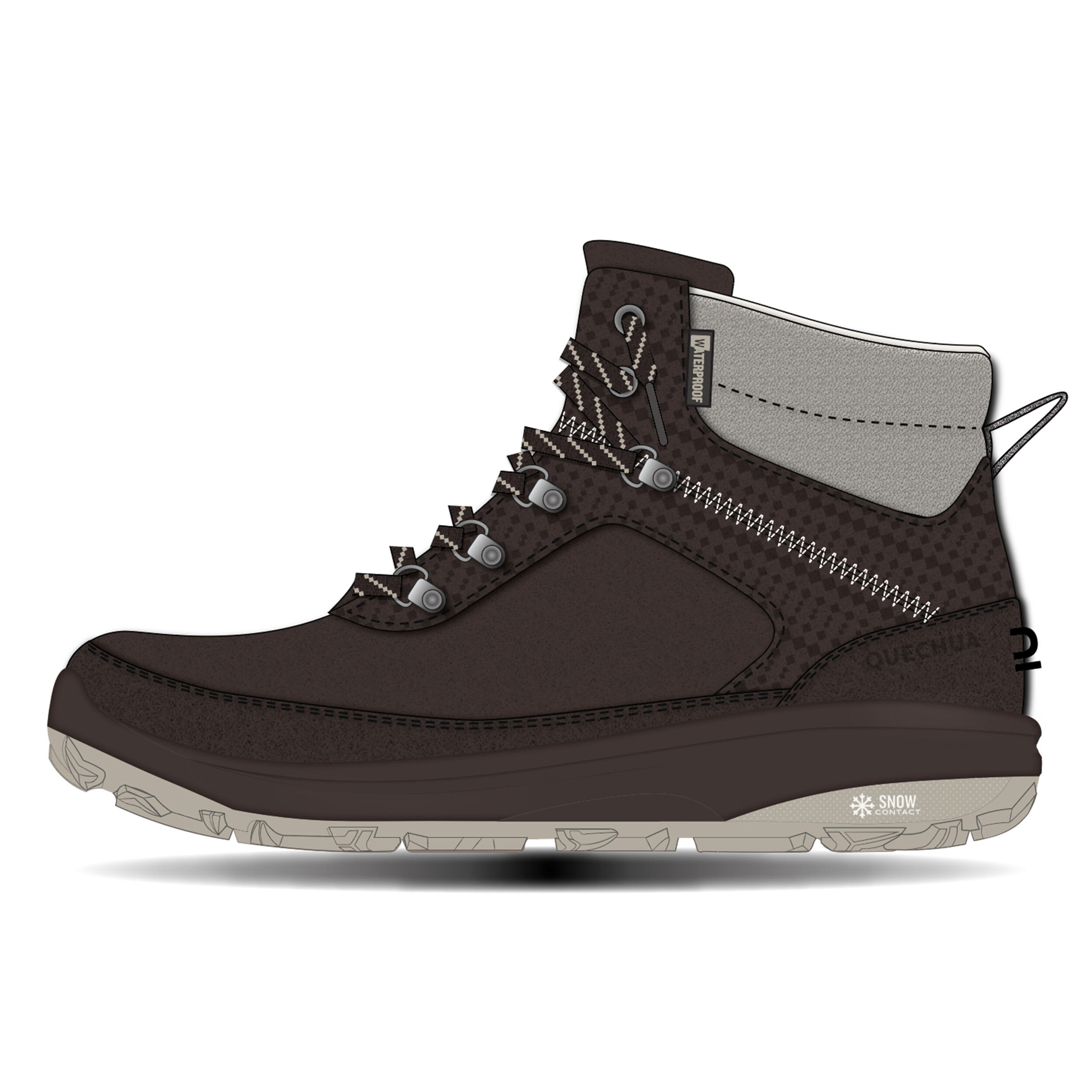 Scarpe calde montagna donna NH900 CUOIO impermeabili marroni 9/10