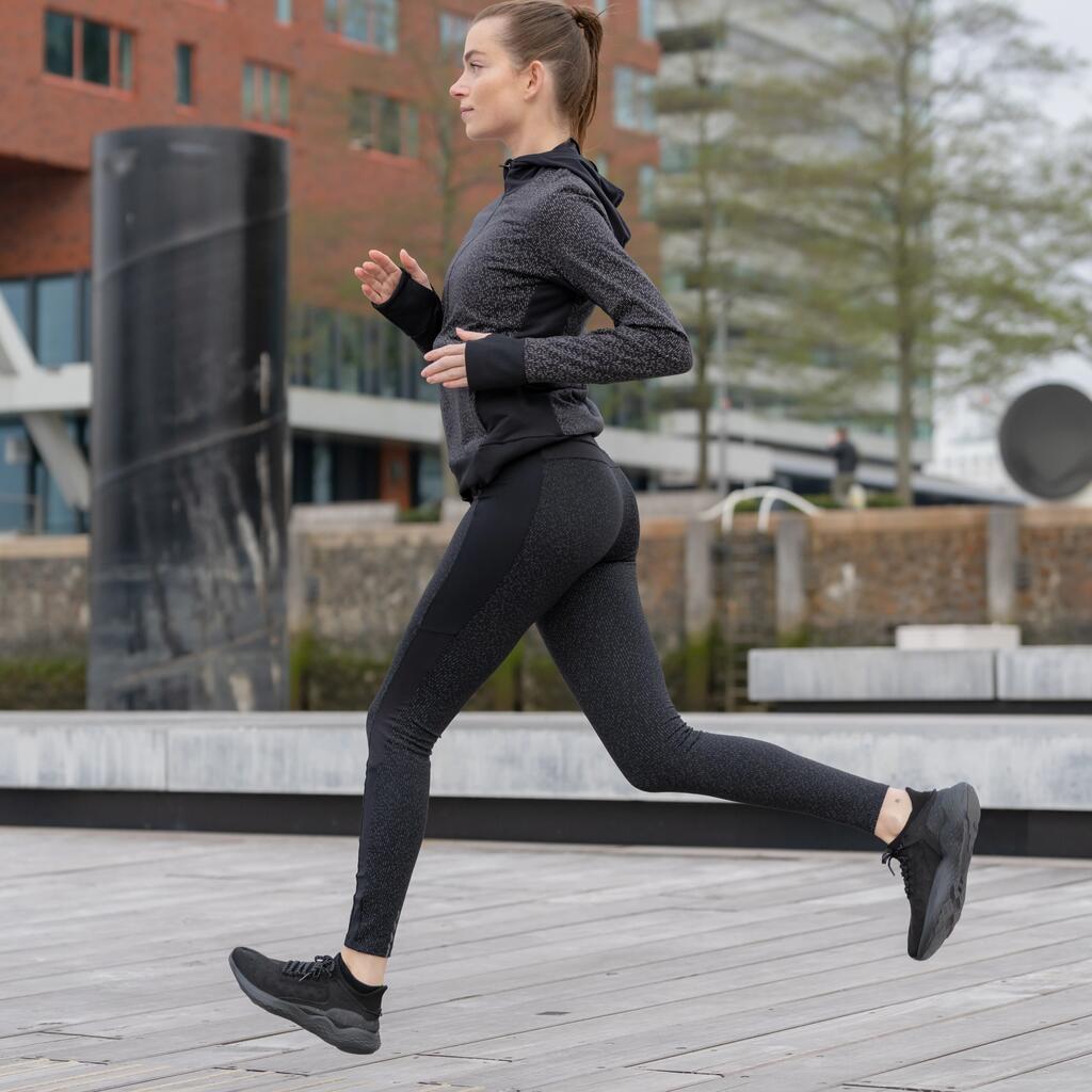  Women's Warm+ Running Long Leggings - Black with Reflective Motifs