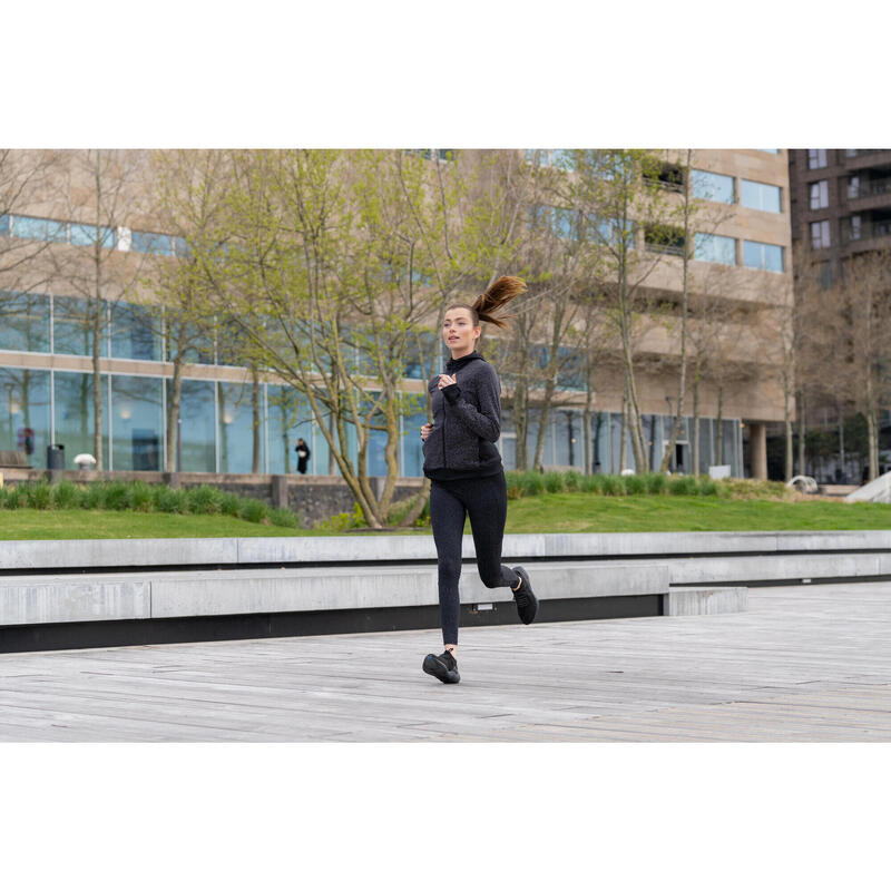 Leggings running donna WARM+ neri riflettenti