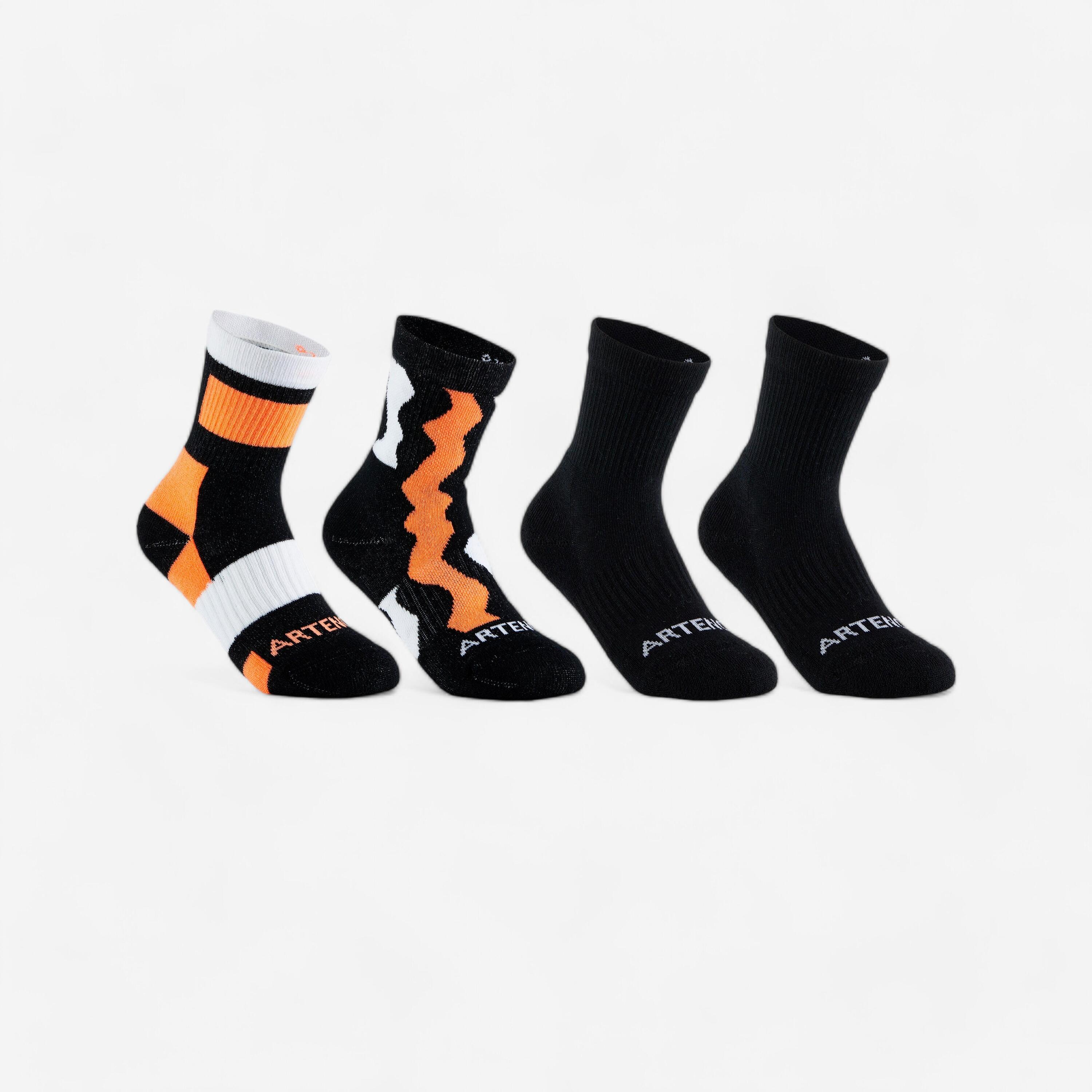 ARTENGO Calze lunghe bambino RS 300 nero-color block x4
