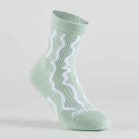 Vaikiškos ilgos teniso kojinės „RS 300“, 4 poros, pilkos,žalios